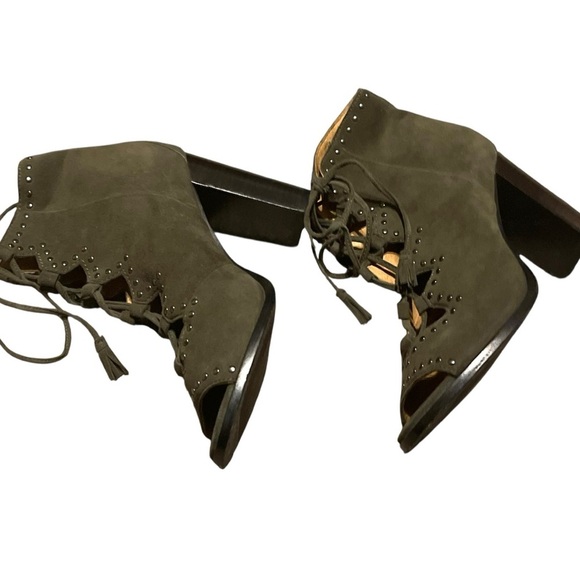 Frye suede Women's Olive Lace-Up Heeled BootiesSize 8 - Picture 9 of 12